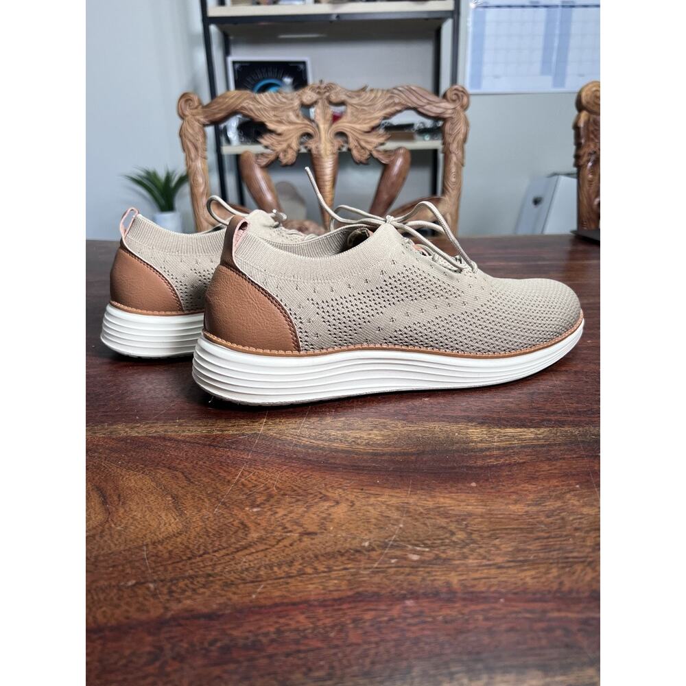 VILOCY Casual Shoes Men's Tan EUR 42 US 9 Knit Mesh Breathable Lace-Up